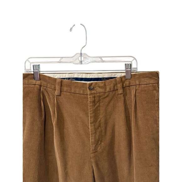Brooks Brothers Mens Brown Corduroy Pleated Pants W35 L30 - Picture 2 of 5